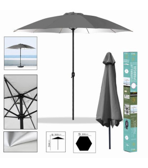 PARAPLUIE ANTHRACITE ARGENT Diam 3 m