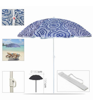 PARASOL DE PLAGE VAGUES UV Diam 180 x 195 cm